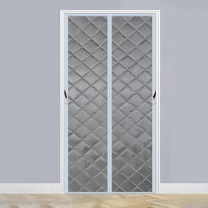 Magnetic Thermal Insulated Door Curtain, Weatherproof Noise Reducing Oxford Temporary Door Window Insulation, for Kitchen, Attic, Basement Privacy Curtains (Color : Gris , Size : 1.1x2.1m/3.61x6.89ft)