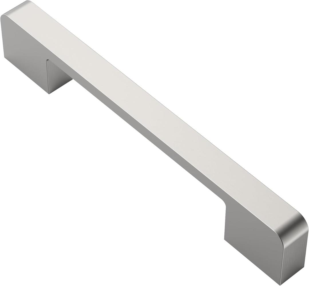 Alzassbg 6 Pack Brushed Satin Nickel Cabinet Pulls, 5 Inch(128mm) Hole Centers Kitchen Hardware Cabinet Handles Rectangle Pulls for Cabinets AL3055SN