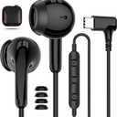 APETOO USB C Headphones Wired Earbuds, 90Right Angle Type C Earphones with Mic Volume Control for iPhone 17 16 15/Galaxy S26 S25, Noise Canceling HiFi Stereo Ear Buds for iPad Pro Pixel 10 9 8, Black