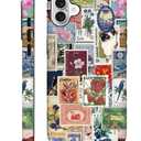 Case for iPhone 16 Plus,Vintage Stamp Collage for Woman Men Full Body Protective Cover Shockproof 2 in 1 Silicone + Hard PC Case for iPhone 16 Plus