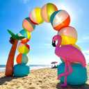 9FT Summer Inflatable Beach Arch Ball, Giant Inflatable Arch Pool Party Decorations with 8 LED Lights Summer Inflatables Outdoor Decorations Beach Party Decorations for Sea Pool Beach Hawaiian