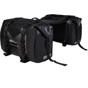 Waterproof Motorcycle Saddlebags - 50L Motorcycle Luggage Bags for Motorbike Travel - Detachable Panniers Bags - For Scooter, Honda, Suzuki, Yamaha (Black, 2 Pack)