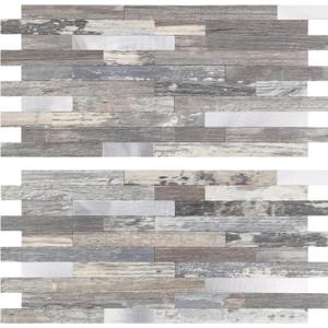 Yipscazo 10 Sheets Peel and Stick Stone Metal Backsplash, PVC Wall Tiles Stick on Tiles for Backsplash Kitchen, Bathroom, Fireplace (6'' X 12'', Light Wood)