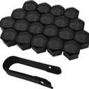 20PCS Lug Nut Covers, 21mm Hexagonal Nut Covers with Removal Tool, Car Wheel Nut Caps, Wheel Center Bolt Caps, Universal for Most Car Lug Nut Caps, Automotive Exterior Accessories (Black)