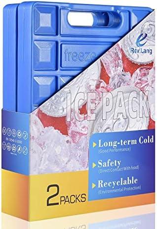 REV. LANG Large Freezer Cold Ice Pack Block Ice Chest, Reusable Long Lasting Quick Freezes with A Handle, for Coolers Lunch Box/Bag(1000g Set of 2)