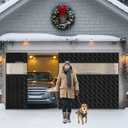 Sliding Garage Door Insulation Kit for Winter with Track Closure 16x7 ft Retractable Magnetic Thermal Insulated Garage Door Curtain Weatherproof Windproof Heavy Duty Insulation Cover