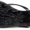 Women Flip Flops Jelly Shoes Thong Sandals Flat Slides Clear Jellies Pool Slippers Bathroom Summer Beach Size 8 Ladies Non Slip Dress Comfortable Quick Drying Soft (Black)