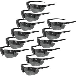 JORESTECH Safety Eyewear, ANSI Z87+ Impact Resistant Polycarbonated Eye Protection Safety Glasses, pack of 12 (Black)