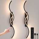 Battery Operated Wall Sconces, Rechargeable Wall Sconces, 3000K-6500K LED Wireless Wall Light, Modern Wall Lamp not Hardwired for Living Room Bedroom Hallway (Black), 31.49 inch