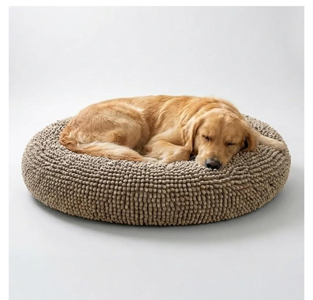 Muddy Mat® Cloud K-9 Bed for Dogs & Cats, Soft & Relaxing Donut Dog Bed, Chenille Material, Removable Cover, Washable & Dryer Safe–Beige Large(40'x40')