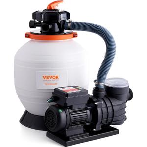 VEVOR 14-inch Sand Filter Pump for Above Ground, Digital Programmer Timer, 3000 GPH, 3/4 HP Pool Pumps System & Filters Combo Set with 6-Way Multi-Port Valve & Strainer Basket, Easy Installation (White)