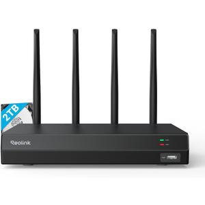 REOLINK 4K 16CH WiFi NVR with Wi-Fi 6 and 2.4/5 GHz Dual-Band WiFi, Built-in 2TB HDD, Support 16MP/12MP/8MP/5MP/4MP Reolink Cameras, 24/7 Recording Home Security Camera System, Not PoE Ports, RLN12W (Black)