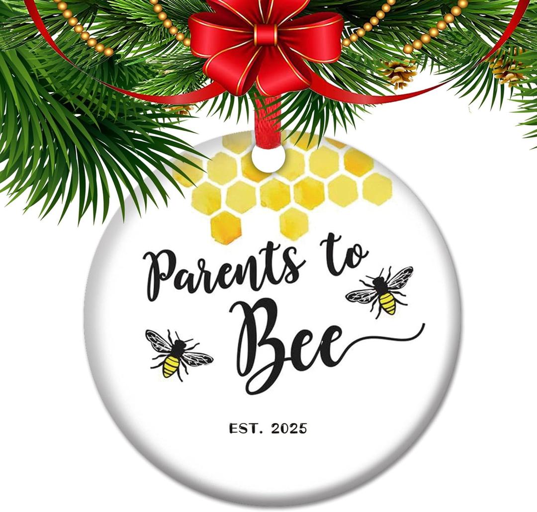 Parents to Be Ornament 2025 Pregnancy Announcement Expecting Parents Keepsake New Parents Ceramic Holiday Decor (V17)