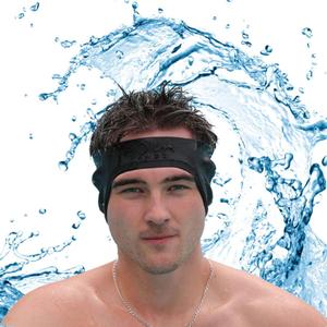 AquaBandz Swimming Headband Ear Protection for Swimmers, Prevents Water in Ears, Comfortable & Quick-Drying (Black, Medium-Adult Size)