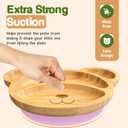 Bamboo Plates for Kids - Baby & Toddler Plates with Suction for Feeding & Weaning, Eco-Friendly Bear Design Promotes Self-Feeding, Ideal for Busy Moms & Dads, Sturdy & BPA-Free (Pink)