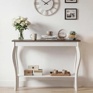 ChooChoo Narrow Farmhouse Console Table, Chic Accent Sofa Table, Entryway Table, Soft White (11.8"D x 39.3"W x 31.4"H)