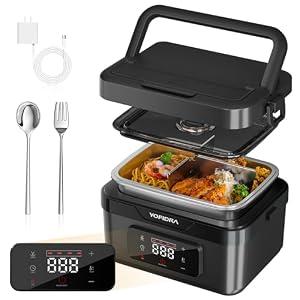 Yofidra Cordless Electric Heated Lunch Box: 6.3 Cups Self Heating Lunch Box with Battery, Timer & Temperature Control, Extra Large Portable Food Warmer for Adults, Men & Women in Office Car Outdoor
