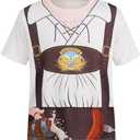 TOONRAIN Oktoberfest Costume Lederhosen Bavarian German Suspenders Beer Costume Men 3D Photo-realistic Short Sleeve T-Shirt XL