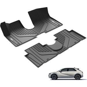 3W Floor Mats Fit Hyundai Ioniq 5 2022-2024 2025 (Only for Unmovable Console), TPE All Weather Custom Fit Floor Liner for Hyundai Ioniq 5 1st and 2nd Row Full Set Car Liners, Black