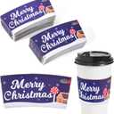 20 Pack Winter Christmas Disposable Coffee Cup Paper Sleeves Xmas Santa Holiday Tea Hot Chocolate Cocoa Sleeves for 12oz 16oz Cups (deep blue)