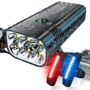 2026 New 5800 Lumen Bike Light,6 LED High Brightness Bicycle Light,Rechargeable 10 Mode Headlight Taillight, 360Rotatable Brackt,Aluminum Waterproof Light,Runtime 48+ hrs,Shockproof for Road,Mountain