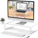 Acrylic Monitor Stand Riser Clear Laptop Stand for Desk Acrylic Monitor Riser for Desk Accessories Aesthetic Laptop Riser Clear Computer Stand White Office Supplies for Women Essentials (15'')