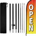 Open Feather Flag, 8.2ft Open flag for Business with Aluminum Pole and Ground Stake, Commercial Open Sign for Outside Business Swooper Flag Advertisng Feather Banner