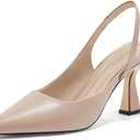 Coutgo Womens Slingback Stiletto High Heels Closed Pointed Toe Pumps DOrsay Sexy Office Dress Shoes (7.5, Khaki)