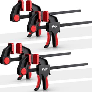 12" Bar Clamps for Woodworking 4-Piece, One-Handed Clamp/Spreader, Light-Duty Quick-Change F Clamp with 170 lbs Load Limit, Ideal for Woodworking and DIY Projects