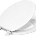 KOHLER 4648-0 Stonewood Round Toilet Seat, Round Wood Seat for Standard Toilets, Comes with Color-Matched Plastic Hinges, Home Essentials, White