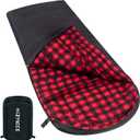 0 Degree Sleeping Bag 100% Cotton Flannel XXL for Adults Big and Tall Cold Weather Winter Zero Degree Camping,Free Compression Sack (90" x 39" Left Zip, 0F Black)