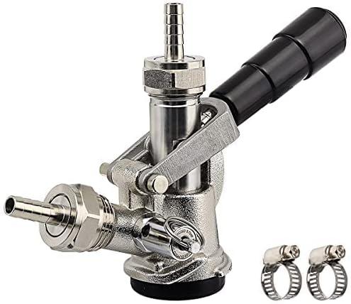 Keg Coupler, Sankey D Tap with 304 Stainless Steel Probe, Keg Coupler D System with Black Handle & Hose Clamp, D Style,Sankey D Tap for 5/16" ID Hose