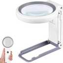 Magnifying Glass with Light and Stand, Foldable Handheld Magnifying Glass 18 LED Illuminated Lighted Magnifier for Macular Degeneration, Seniors Reading, Close Work, Coins, Jewelry White