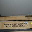 Coleshome L Shaped Computer Desk with 6 Drawers & Power Outlet, 55 Inch Corner Desk with Reversible Storage Shelf & File Drawer, Home Office Desk, White