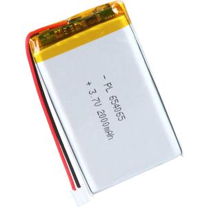 654065 3.7V Lipo Battery 2000mAh 654065 Rechargeable Lithium Polymer Battery Pack with JST PH2.0mm Connector for Electronic Device