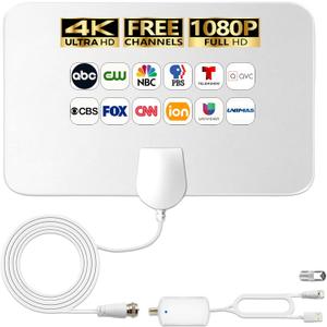 Indoor Antenna for Local Channels - 4K HD Amplified Digital HDTV With Signal Booster - 360 Long Reception Aerial Support All Types TV