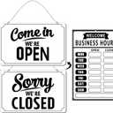 Open Closed Signs Business Hours Sign Set for Window Door Open Signs for Business Hour Closed Open Flip Sign Store Resturant Bar White