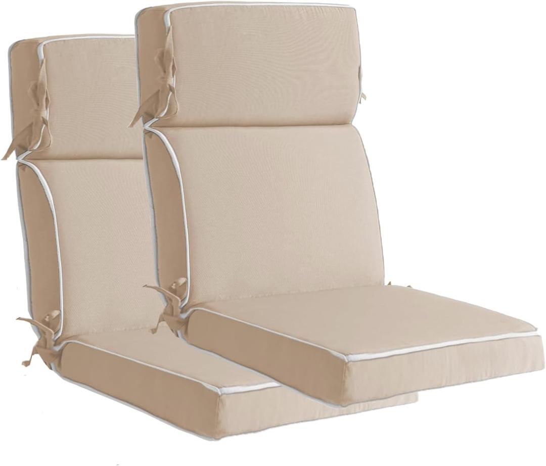 Outdoor Patio Chair Cushions Set of 2, Water Resistant Adirondack Chair Cushions 44 x 21 in, All Weather Seating Cushions for Outdoor Furniture