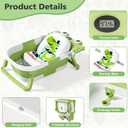 Collapsible Baby Bathtub for Newborns with Thermometer and Soft Floating Cushion Portable and Foldable Travel Baby Boy Bath Tub for Infants to Toddler 0-36 Month (Green)