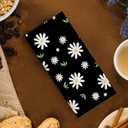 Daisy Floral Kitchen Towels, Modern Vintage Daisy Floral Dish Tea Towels for Kitchen Decor, Retro White Flowers and Leaves Hand Towels for Bathroom Decor, 16x24 Inch (Black)