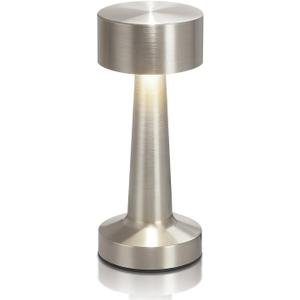 Portable LED Table Lamp, 3-Levels Brightness Metal Desk Lamp,3 Color Touch Control Rechargeable Lamp, Ideal Bedside Lamp for Nightstand,Bedroom, Living Room (Silver)