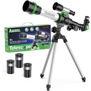 ToyerBee Telescope for Kids, Science Kits for Kids Includes Compass & 3 Eyepieces as Girls or Boys Gifts, Educational Space Toys, Great Portable Telescope to See Moon and Animals