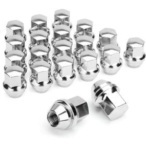 Dynofit M141.5 OEM Lug Nuts Fit Do-dge Bui-ck Cadi-llac Chry-sler 20 Sliver Nuts Hex 22mm(7/8')' Height 1.5'' Conical Cone Bulge Seat (M14X1.5, Silver)