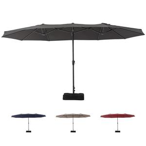 PhoenixCrest 15FTx9FT Large Patio Umbrellas,Patio Double-Sided Umbrella With Base and Crank,Outdoor Rectangle Market Umbrella for Patio, Lawn & Garden and Poolside,Dark Gray