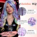 Rainbow Wig Long Wavy Curly Wigs for Women Colorful Wigs 26 Inches Rainbow Ombre Wigs Synthetic Cosplay Wig Pastel Colored Wigs Womens Hair Replacement Wigs for Girls Daily Party Costume Use