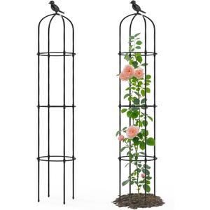 Garden Obelisk Trellis for Climbing Plants Outdoor - 69"(H), Rustproof Trellis with Adjustable Rings, Metal Plant Support for Potted Vines, Garden Trellis Use for Outdoor or Indoor(2 Pack)