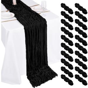 20 Pack Cheesecloth Table Runner - 17x108 Inch Black Boho Gauze Cheese Cloth Table Runners for Baby Bridal Shower Decoration Wedding Party Summer Garden Farmhouse