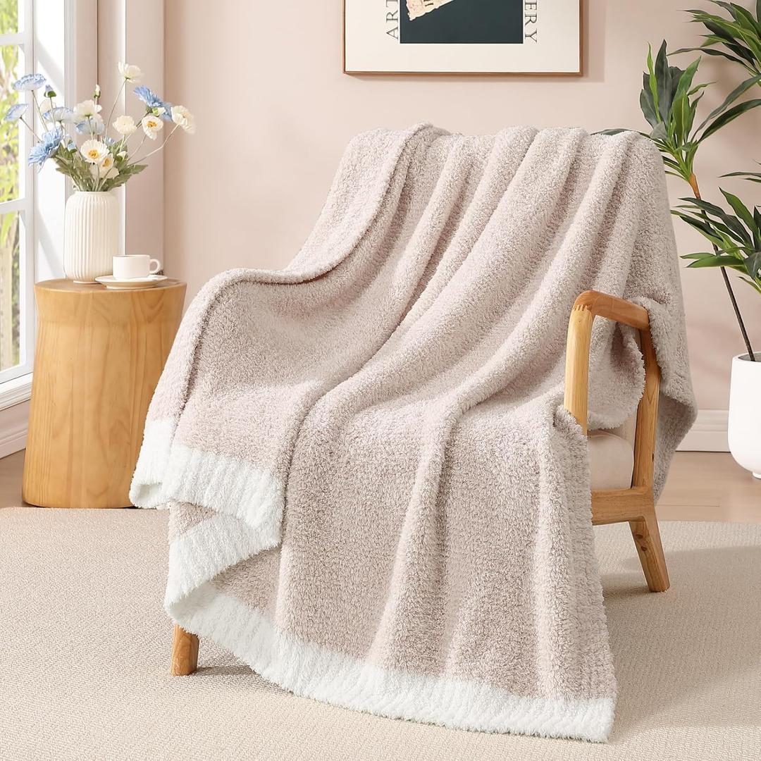 WRENSONGE Throw Blanket Cationic Dyeing Taupe Soft Cozy Fluffy Warm Hand Made Throw Blankets for Couch, Sofa, Chair, Bed, Camping, Picnic, Travel Lightweight Bed Blanket - 50"*70"
