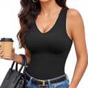 YERKOAD Bodysuits for Women Tummy Control Sleeveless Seamless Shapewear | Sleeveless Seamless Bodysuit, Breathable, V-Neck Tummy Control, 360 Waist Cinching, Versatile Daily Wear L