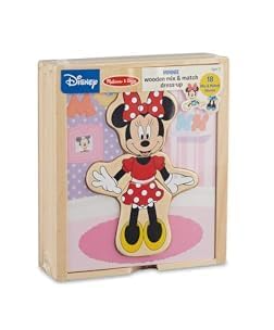 Melissa & Doug Disney Minnie Mouse DressUp Puzzle, 18 Pieces Mix and Match Outfits, Sorting & Matching Toy with Storage Case, Educational Puzzle for Toddlers Ages 3+
